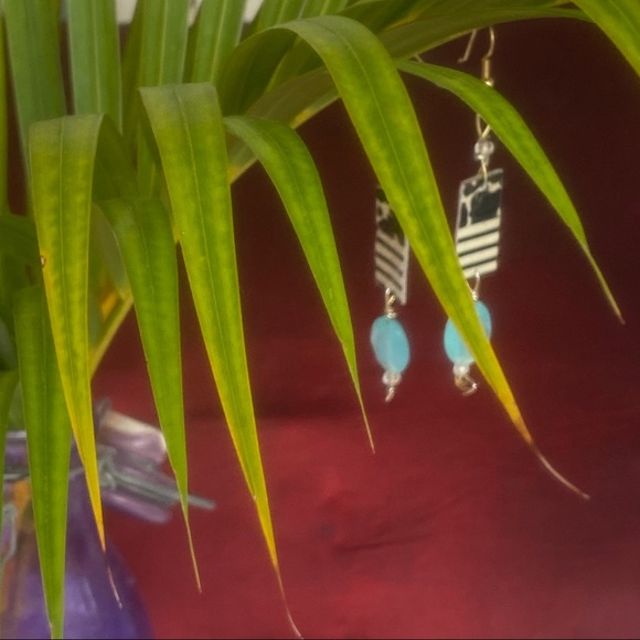 AMELIA PASTICHE DESIGN striped earrings  OOAK handmade - Picture 6 of 6